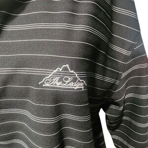 Nike Golf Dri-Fit Polo Shirt XL Black Gray Stripe The Ledges Golf Club Logo Mens
